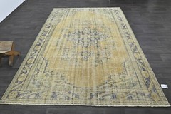 Oushak Turkish Vintage Rug 7×10 Kilim Rug Anatolian Handmade Boho Decor ORANGE