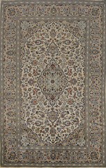 Vintage Handmade Floral Ivory Wool Area Rug 7×10 Traditional Living Room Carpet