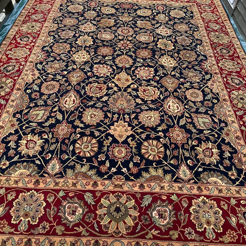 New Fine Quality Floral Oriental Rug Handmade in India, Thick Soft Pile, 9x12 gallery