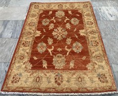 Modern Afghan Rug, Hand-Knotted Chobi Wool, Traditional Area Carpet (3×4 ft.)