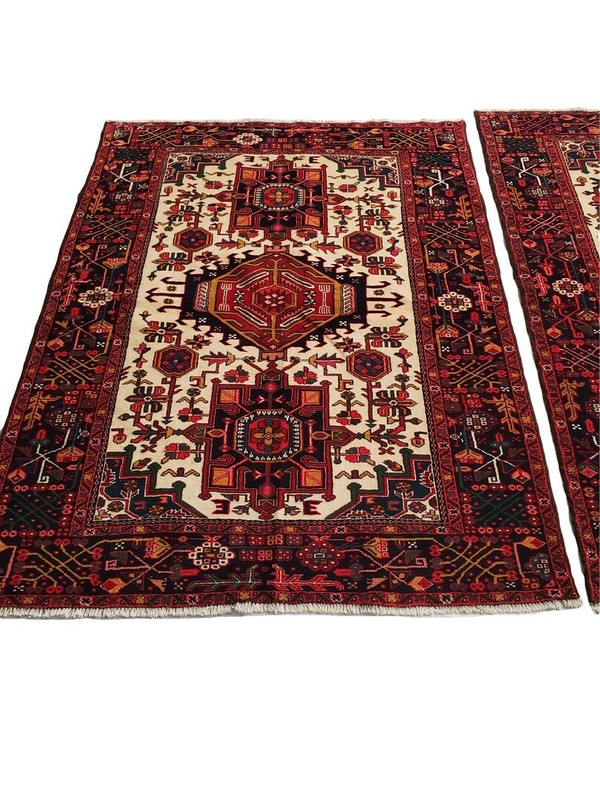 Twin PAIR of Karejeh rugs Hand Woven - 4'11" x 6'5" + 4'11" x 6'7" gallery