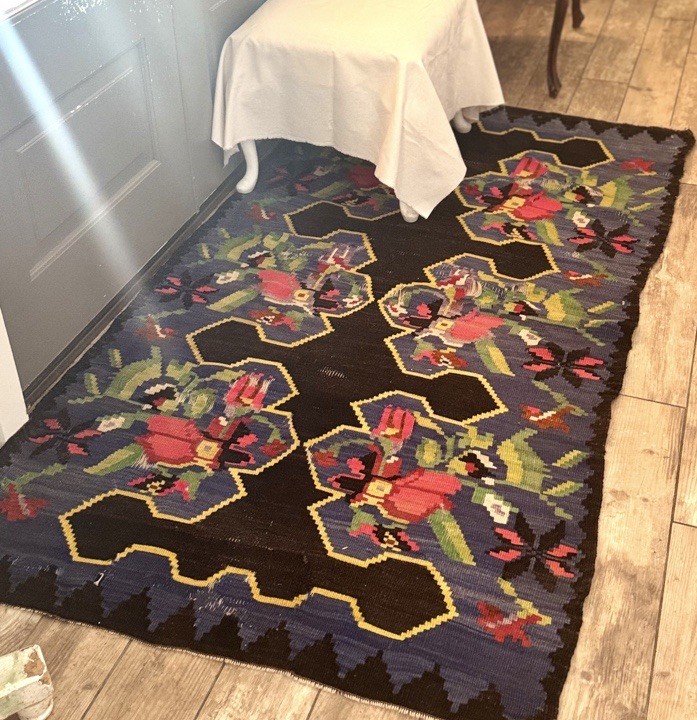 Vintage Romanian Kilim Rug – Handwoven Floral Wool Flatweave, Folk Art Carpet gallery
