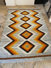 Vintage Polish Kilim Wool Rug 81″x54″ Handwoven Geometric Mid Century Folk Art