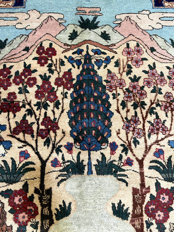 Antique Oriental Hand-Knotted Wool Area Rug Navy Blue/Red/Green/Ivory 11'4" x 16 gallery