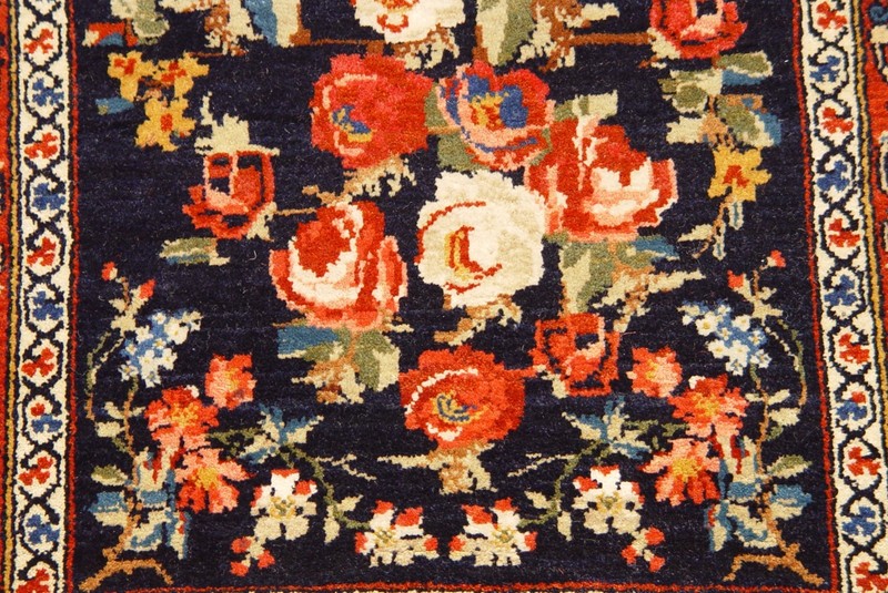 Saroukk Hand Knotted Wool Rug - Antique 1920s - Rose Bouquet - (2' x 3') gallery