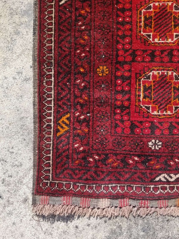Vintage Distressed Hand Made Traditional Oriental Wool Maroon Rug 9.3x2.9ft gallery