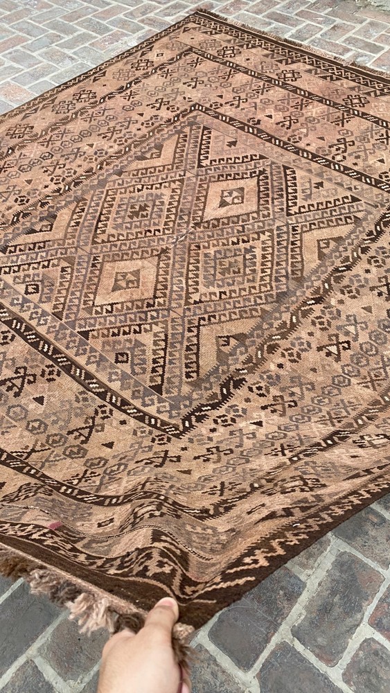 Terracotta Brown 8.3x10ft Handwoven Tribal Kilim Rug Turkish Style Vintage rug
