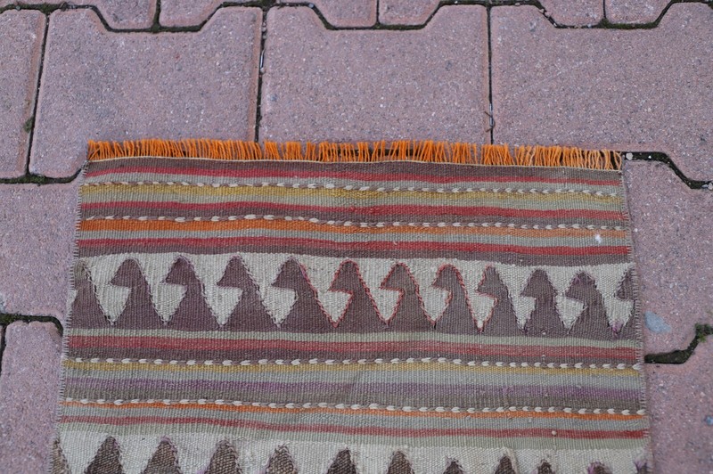 Traditional Handmade Small Kilim Rustic Foyer Carpet Cappadocia Wool Rug 2x3ft gallery