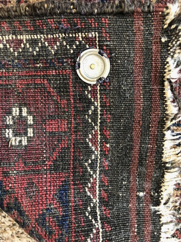 Antique Afghan rug 100% wool hand tied and dyed Tarantula pattern 53" x 29" gallery