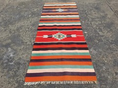 Vintage Traditional Handmade Turkish Wool Multicolor Kilim Runner 5.4×2.1 ft