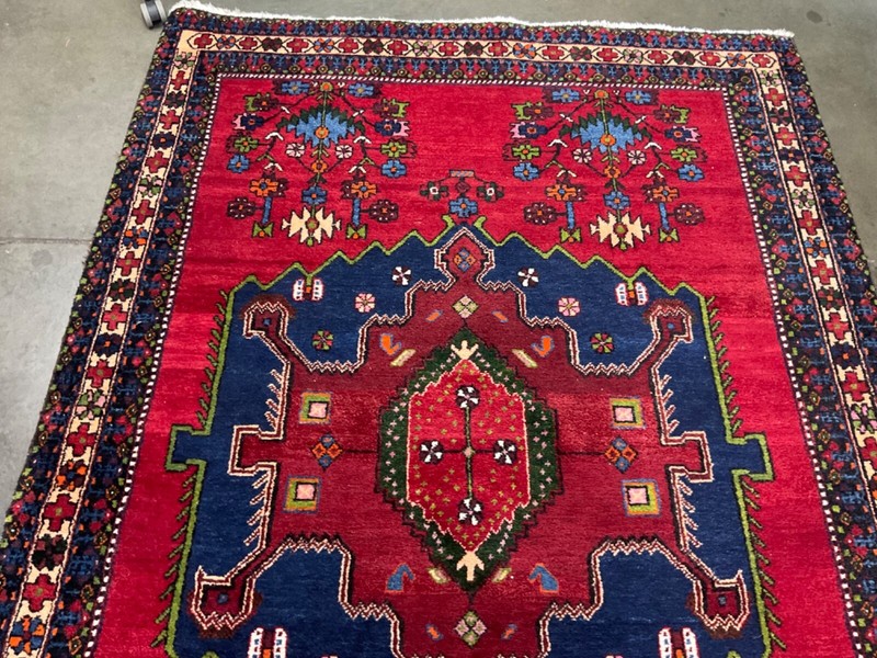 NICE! Hand Knotted Vintage geometric Wool Area Rug 7' X 4'9" Estate Find! #8 gallery
