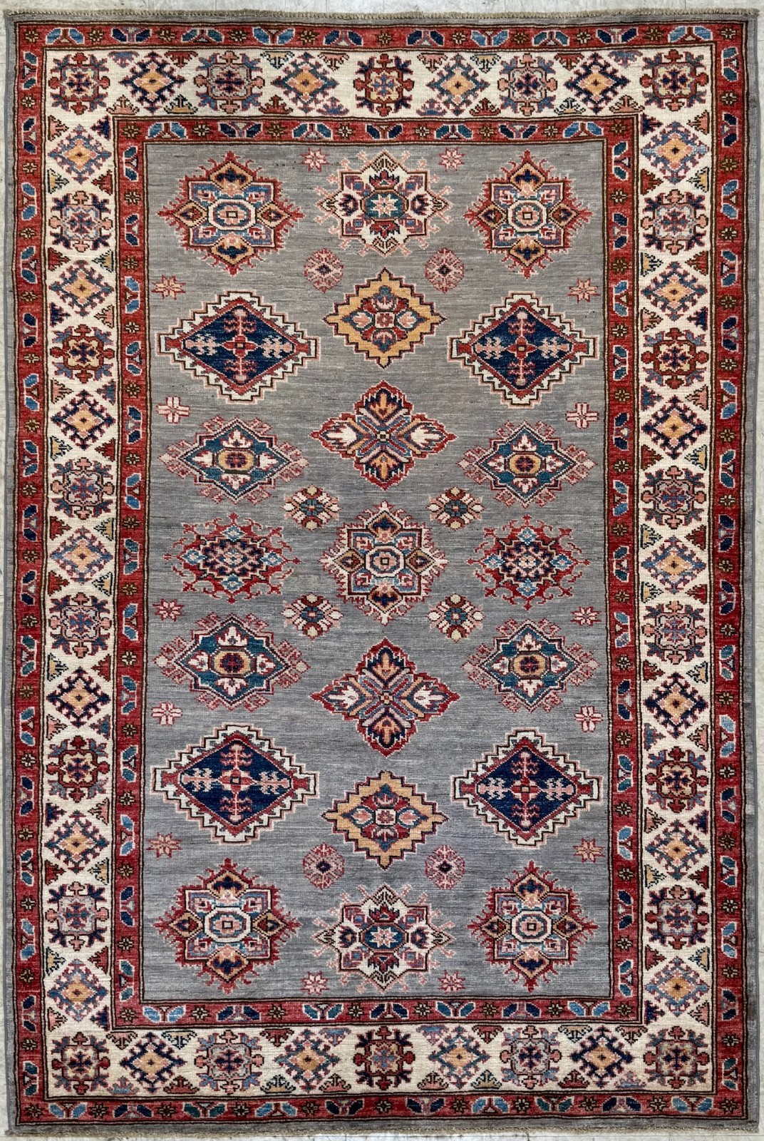 Handmade Wool Area Rug, 4x6 , Blue & Red Rug, Oriental Rug gallery