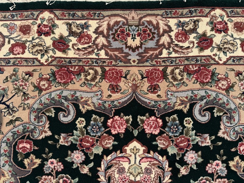 6x9 FINE GREEN HANDWOVEN RUG wool silk vintage pink blue handmade antique china gallery