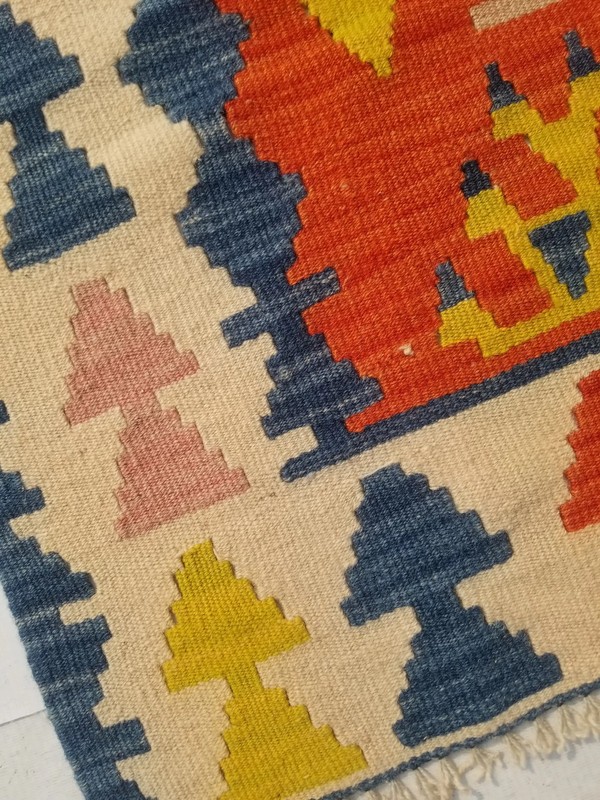 Vintage Traditional Handmade Turkish Wool Multicolor Kilim Rug 5.3x3.5ft gallery
