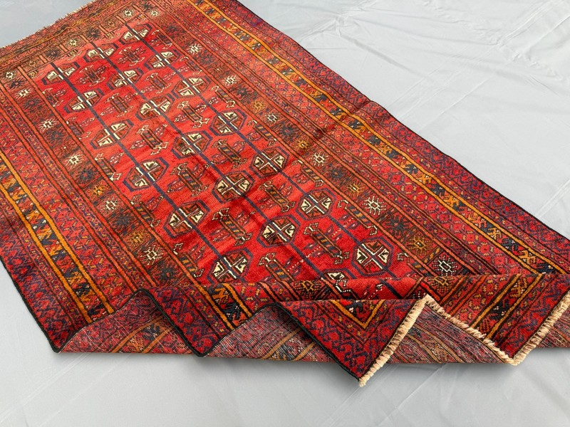 Red Antique Afghan Bokhara Rug 4x6 Fine Handmade Persian Style Oriental Carpet gallery