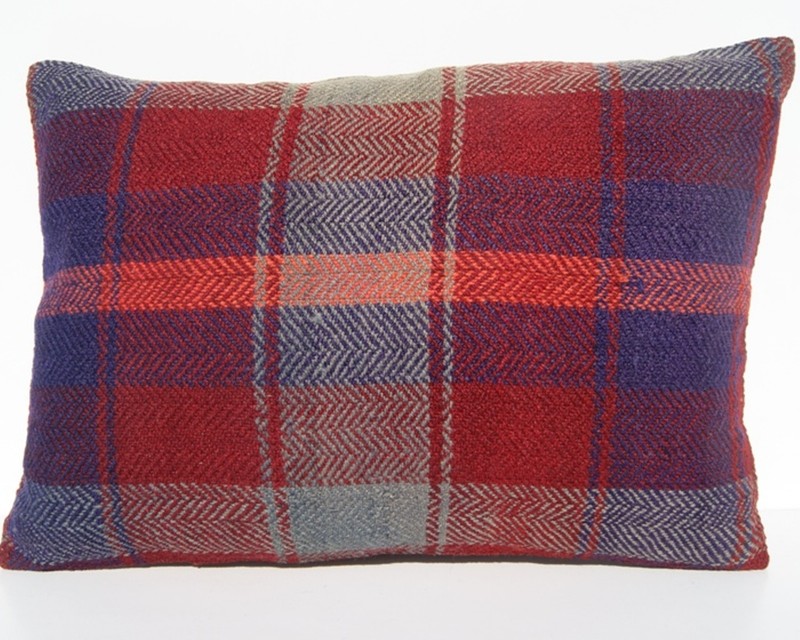 PURPLE KURDISH PILLOW COVERS RECTANGLE WOOL 30+ KILIM HANDWOVEN AREA RUG 20"X14" gallery