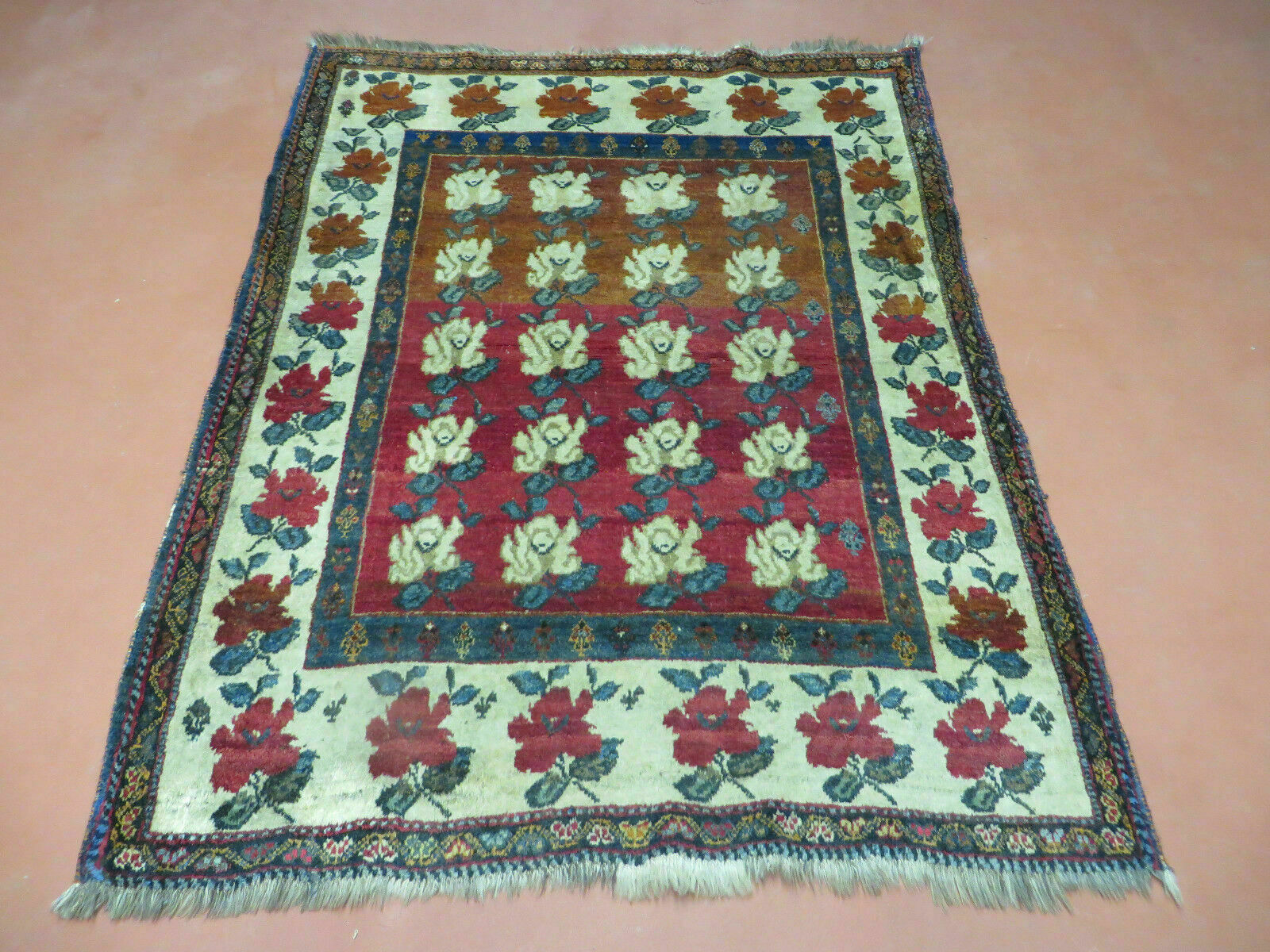 4' X 5' Semi Antique Handmade Fine Turkish Flowers Bouquet Wool Rug Nice gallery