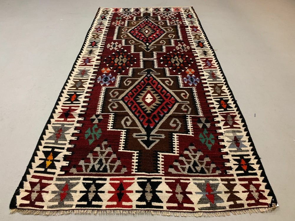 Vintage Turkish Kilim Kelim Rug shabby, country home, boho 230x113 cm medium