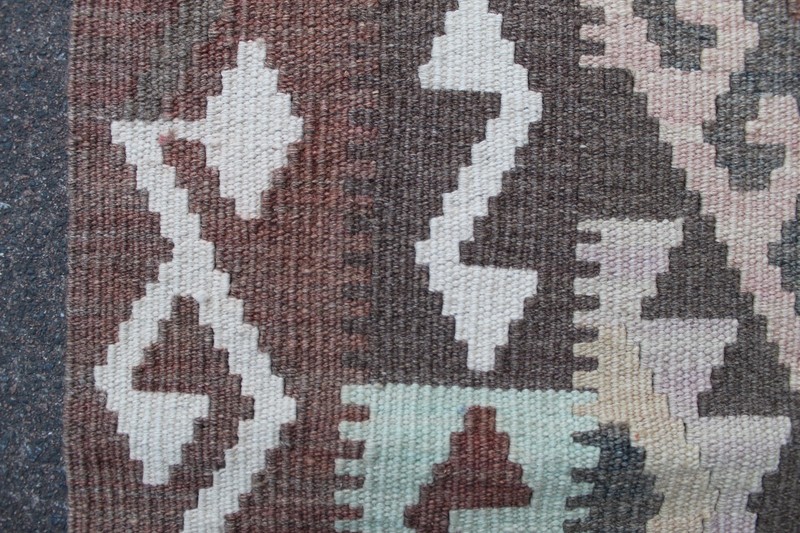 Kilim Vintage Traditional Hand Made Oriental Brown Pink Wool Kilim 245x167cm gallery