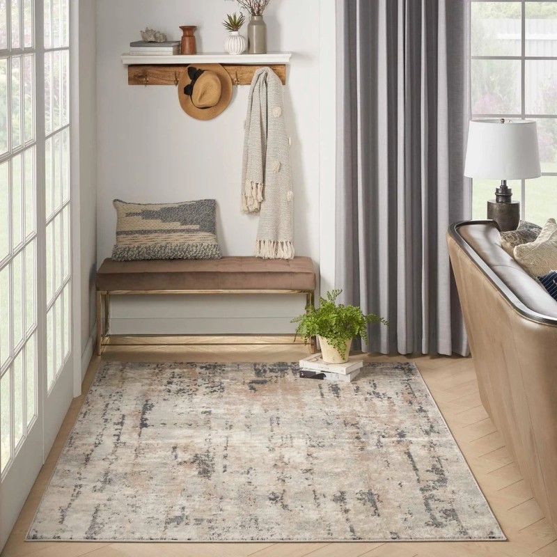 Nourison Quarry QUA01 Beige Grey Abstract Area Rug 6' x 9' Modern Indoor gallery