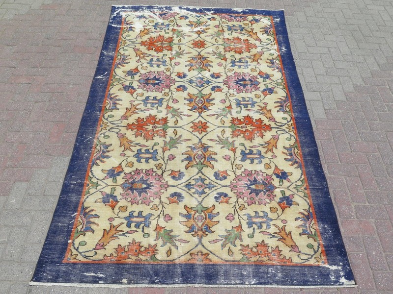 Vintage Anatolia Carpet, Distressed Rugs, Large Red Carpet Handmade Rug 67"X107" gallery