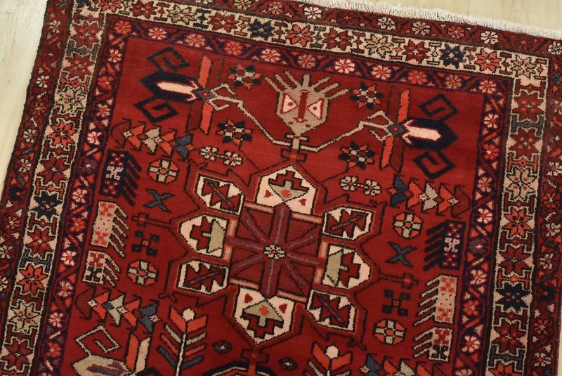 Vintage Tribal Runner 3’7” x 10’3” Red Wool Hand-Knotted Oriental Rug gallery