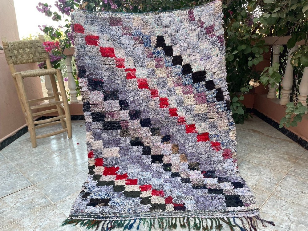 Vintage Moroccan handmade 3'6"x5'2" Bohemian Berber Abstract Colorful Runner
