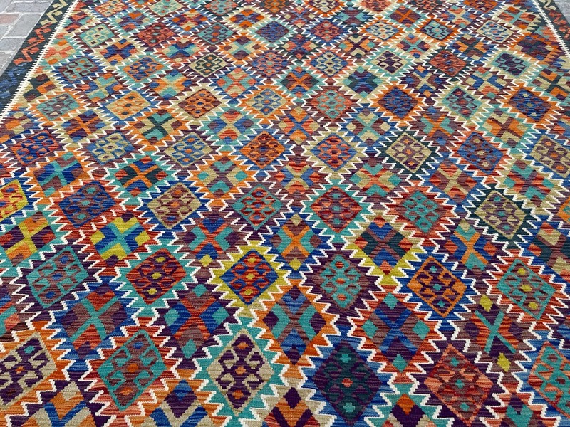 10x13 ft Large Oriental Turkish Multicolor Handwoven Afghan Modern Turkmen Rug gallery