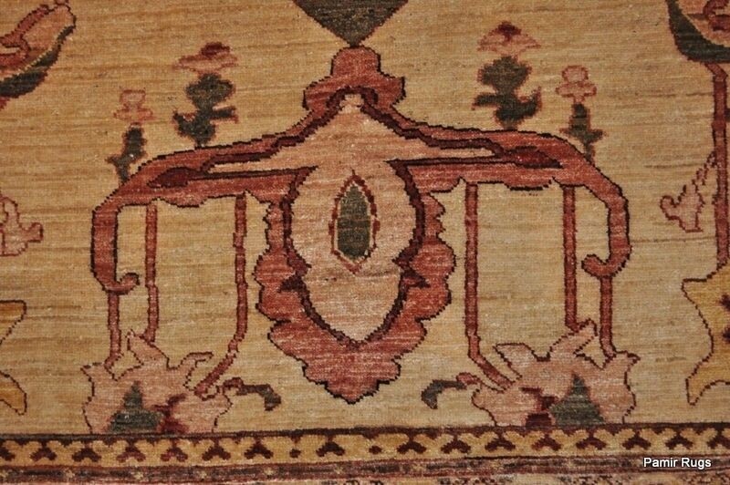 _HAND-MADE_HERIZ_DESIGN_9X12 FT. VEGETABLE DYED NATURAL COLOR BEIGE, DARK RED gallery