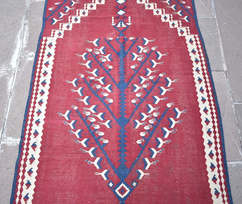 Turkish Rug 41'' x 67'' Vintage Flat Woven Rug Home Decor Rug Organic Wool Rug gallery