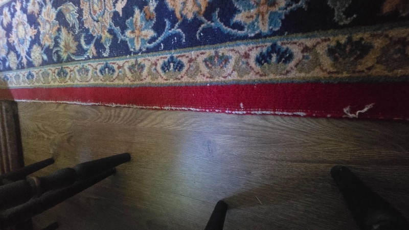 Very old 7'11" x 11'2" Persian Ispahan Rug, Hand-Knotted, blue & burgandy Wool gallery
