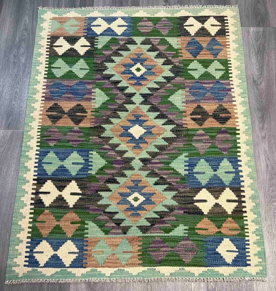 Vintage Kilim Traditional Hand Made Oriental Wool Kilim 4ftx3ft 113cmx87cm gallery