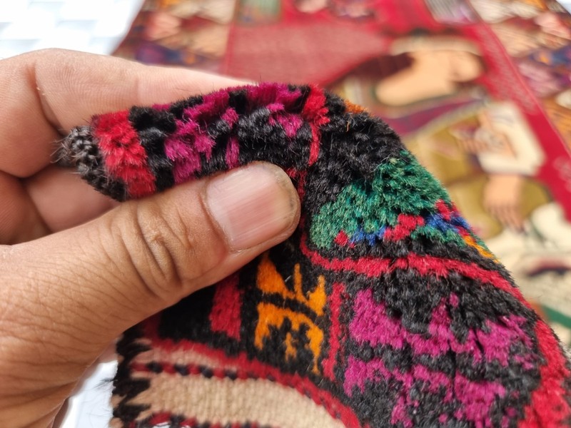 Afghan Han dmade Persian Style Rug Wall Hanging Musician Art Tribal Carpet gallery
