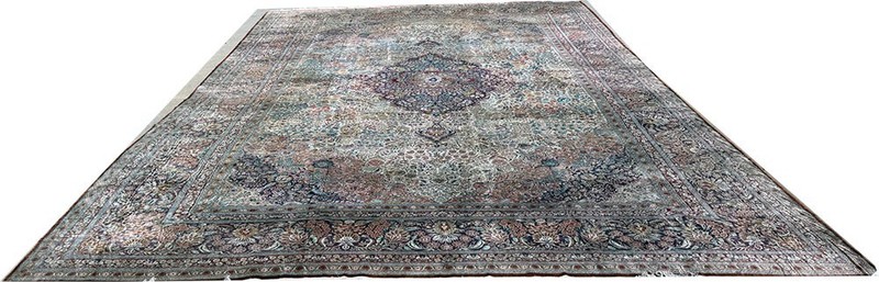 A Stunning Vintage Mansion 12' x 18' Size All Silk 400+ KPSI Silk Rug gallery