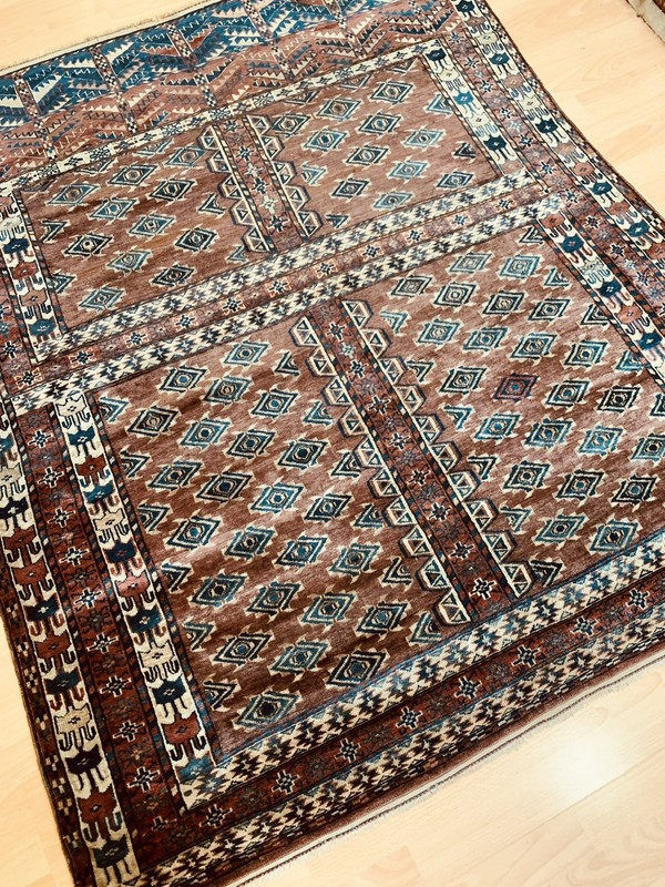antique hand made turkoman turkemen rug size 165x138cm gallery