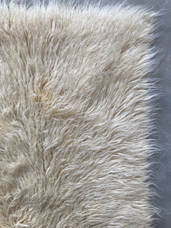 Vintage Handmade Scandinavian Flokati Style Wool Shaggy Rug 160x95 cm gallery