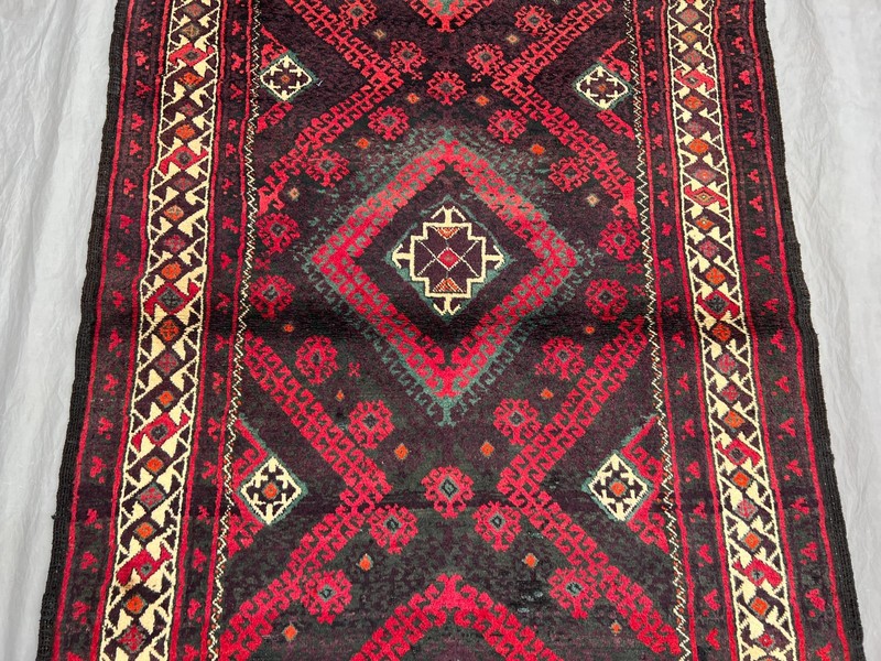 4'2x8'5 Vintage Afghan Baluchi Runner Rug Hand Knotted Wool Tribal Floor Carpet gallery