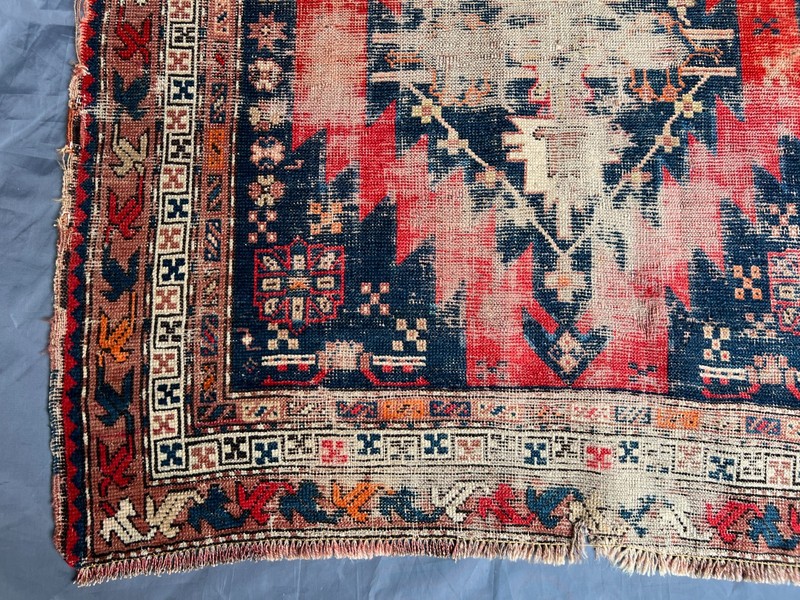 Antique Turkish Rug Hand Knotted Distressed low pile Wool Tribal Boho 3.5x5.2 FT gallery