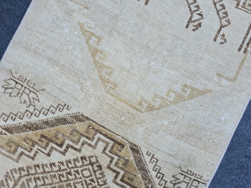 2' x 9' Vintage Neutral Runner Rug, Turkish Oushak Wool Beige Brown Hallway Rug gallery