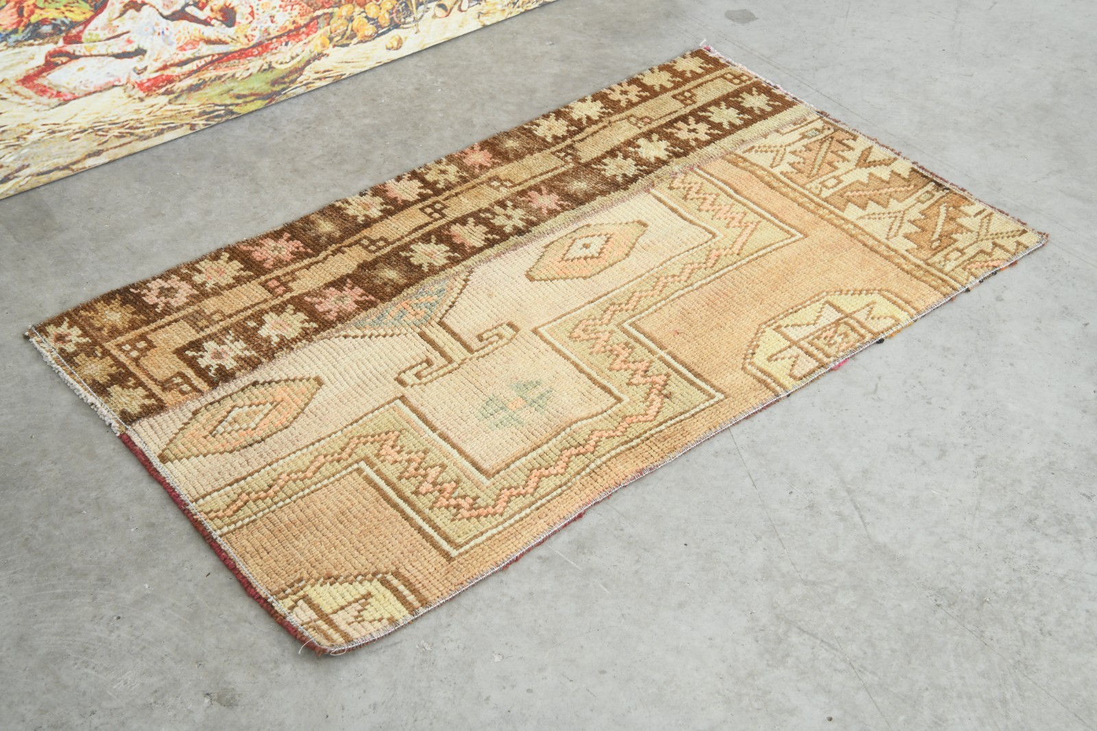 2x3 rug, door mat handmade vintage small turkish rug, muted oushak mini rug,762 gallery