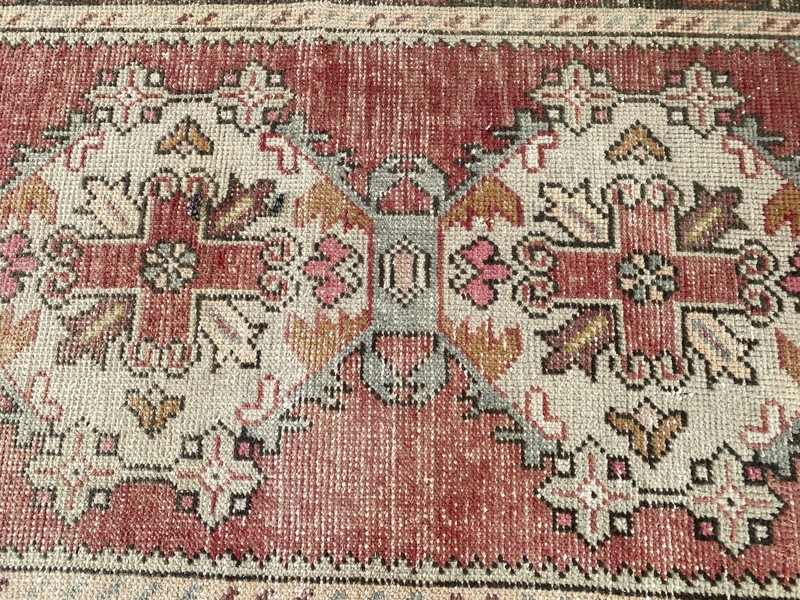 1970s Geometric Turkish Vintage Runner, Tribal Handmade Anatolian Rug 3.3 × 6.7 gallery
