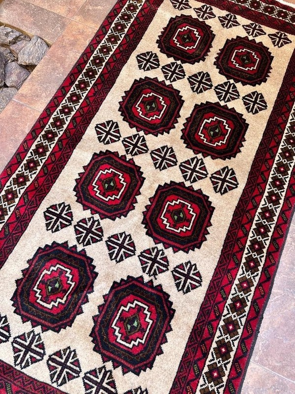 3'3 x 6'3 Vintage Geometric All Over Design Hand Knotted Oriental Wool Area Rug gallery