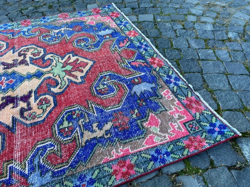 Turkish vintage rug, Carpet, Area rug, Vintage rug, Turkish rug 4,2 x 7,2 ft gallery