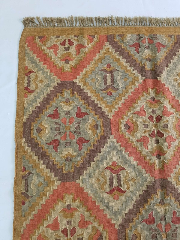 Vintage Handmade Traditional Floral Multicolor Kilim Floor Rug Carpet 246x156cm gallery
