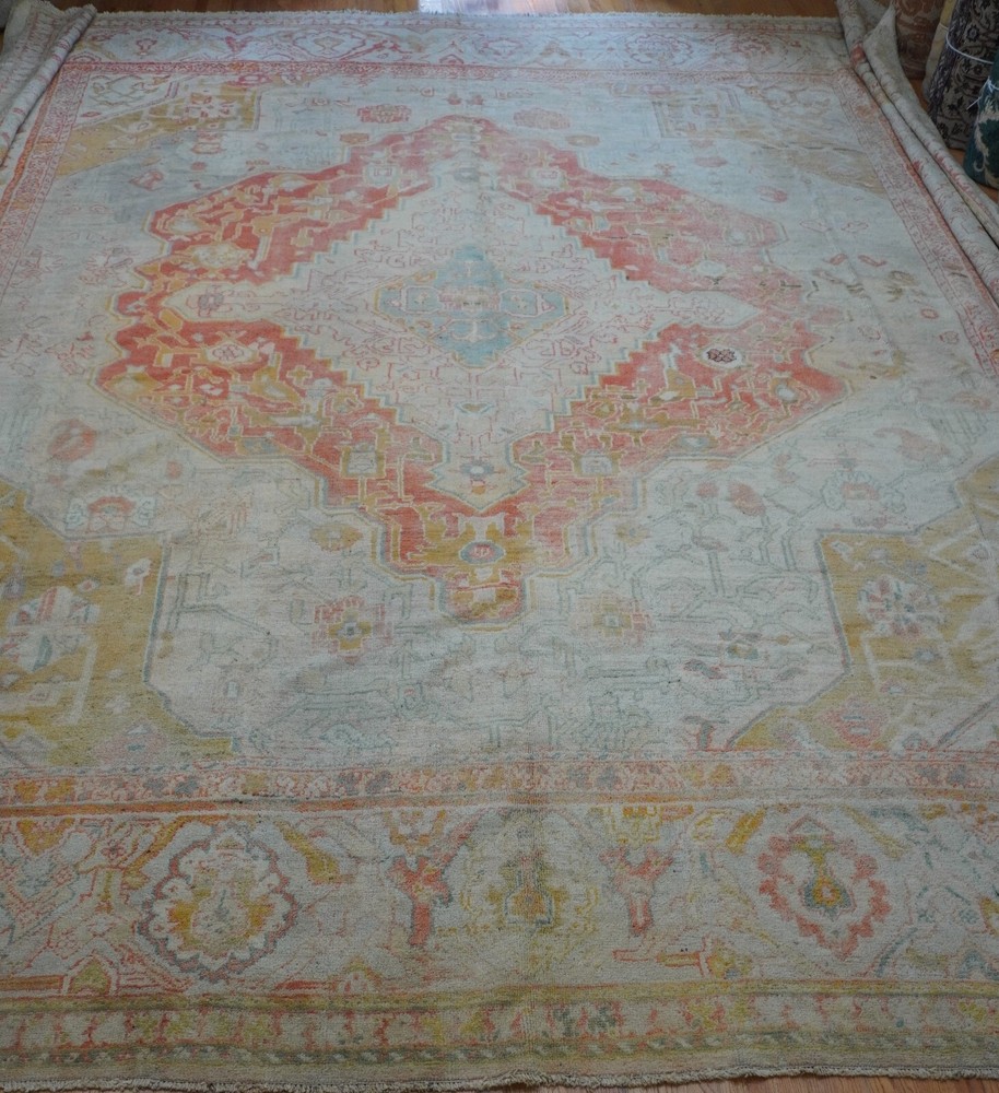 17' x 19' Antique Oushak Turkish Hand Knotted 100% Wool Phenomenal Large Rug