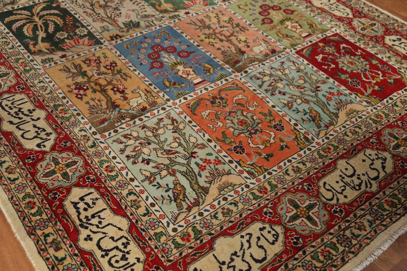 Vintage Garden Design Tebriz Dining Room Rug Wool Hand-made Carpet 6x10 gallery