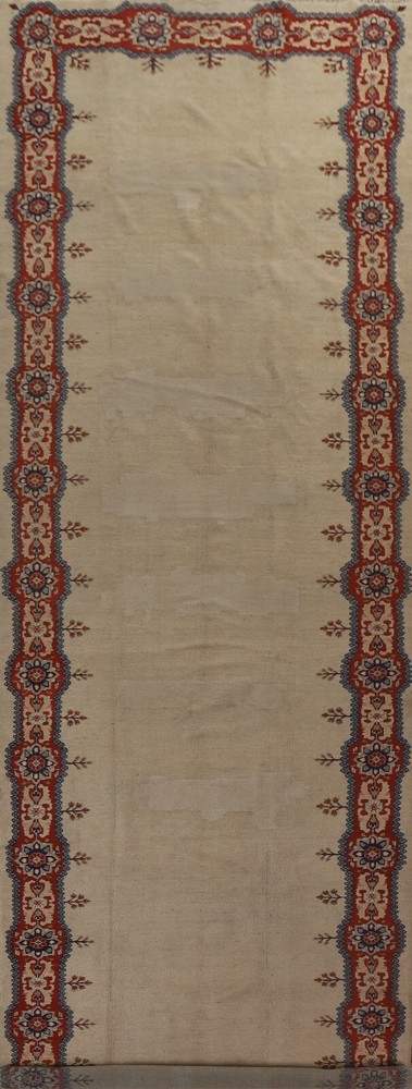 Pre-1900 Antique Vegetable Dye Sultanabad 5x20 ft Runner Rug Ivory/ Red Handmade