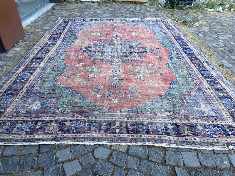 Turkish Vintage Rug, Handmade Wool Rug, Bohemian Large Rug, 8,1 x 11, ft gallery