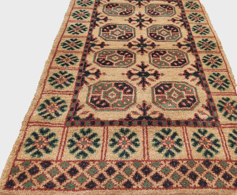 3'X5' ANTIQUITY HAND WOVEN CAUCASIAN TURKMAN TRIBAL MUTED BLUE WOOL RUG gallery