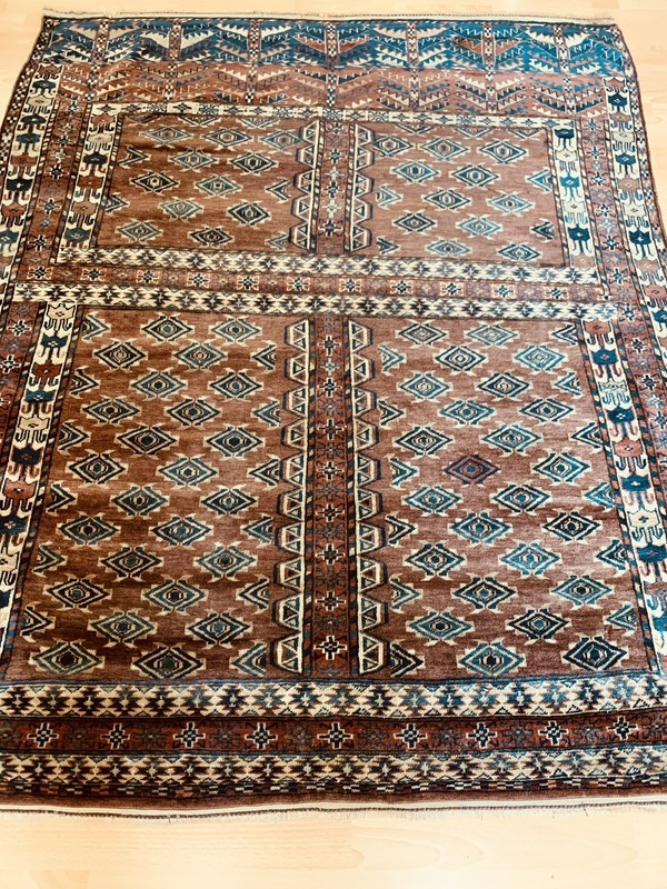 antique hand made turkoman turkemen rug size 165x138cm gallery